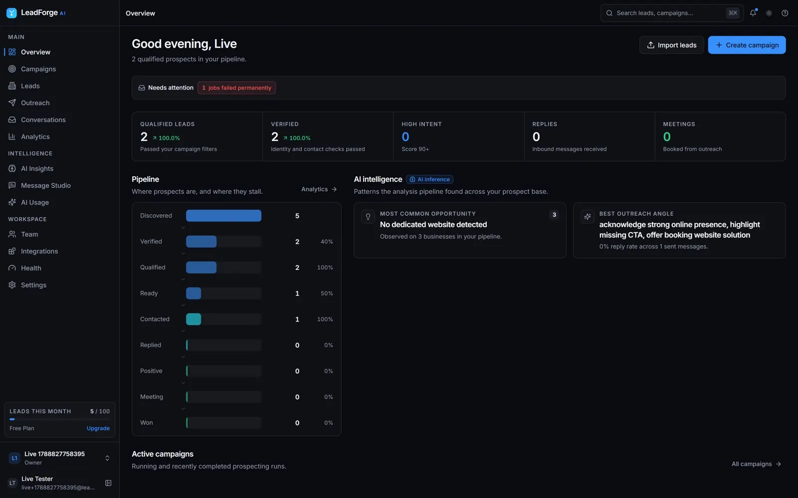 LeadForge AI — AI sales-intelligence platform